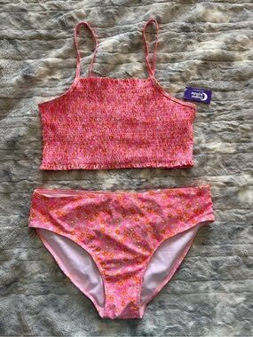 Sugar & Jade Pink Floral Girls' Two-Piece Swim Set XXL 20/22